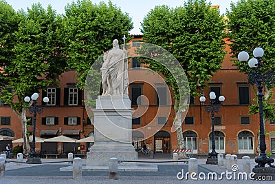 LUCCA, ITALY â€“ MAY 23, 2017: Magnificent summer daily view of the Piazza San Michele Saint Michael square in Lucca, Italy. Editorial Stock Photo